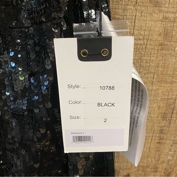 Mac Duggal 10788 SEQUINED ONE SLEEVE HIGH SLIT GOWN Black One-Shoulder Dress 2 - Picture 8 of 9